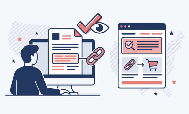 Affiliate disclosure – My USA Journey: Flat illustration representing affiliate disclosure and transparency on an informational website for international users.