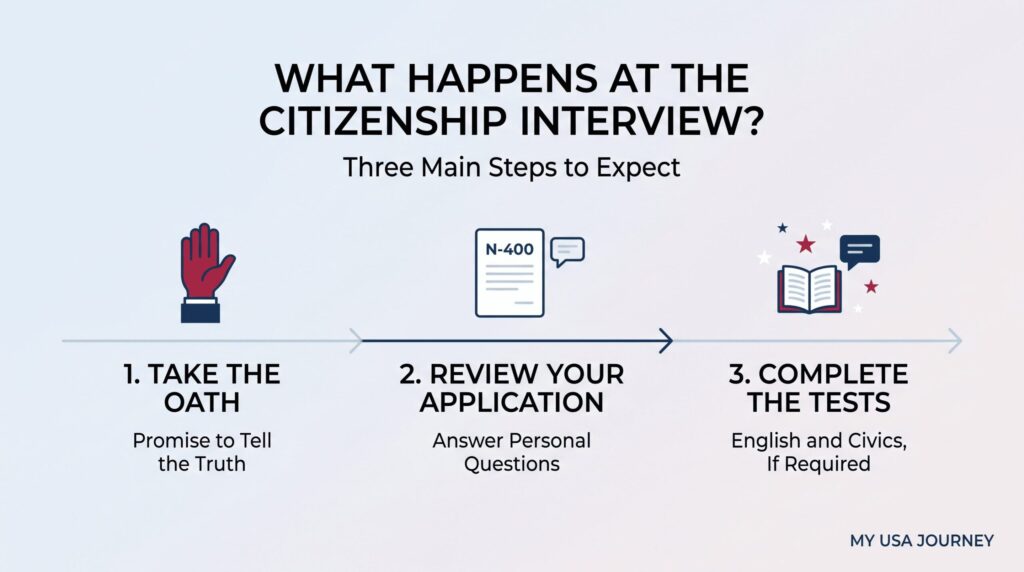 What happens at the citizenship interview ? 