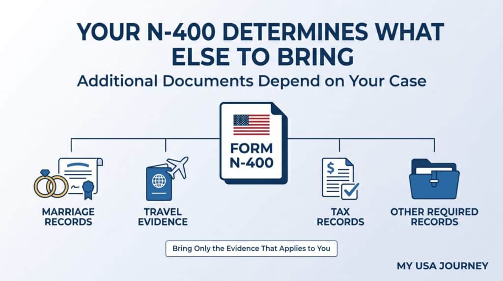 Your N-400 determines what else to bring