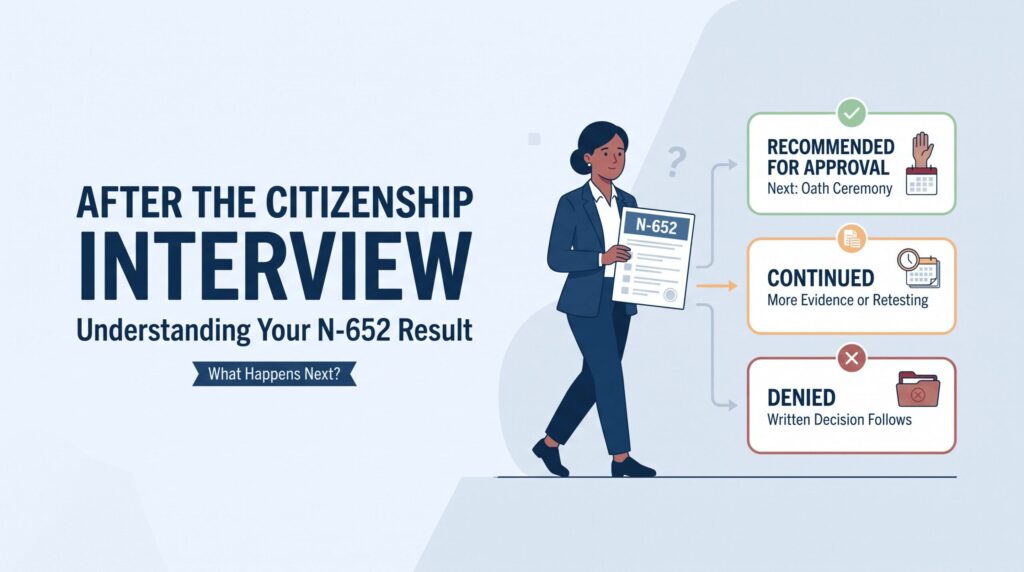 After the citizenship interview understanfing you N-652 result