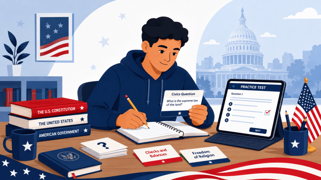 Answer key for the 20-question citizenship practice test